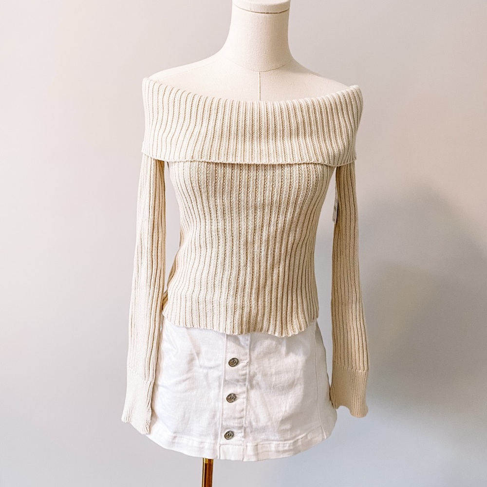 Ardene Off-Shoulder Cream Sweater